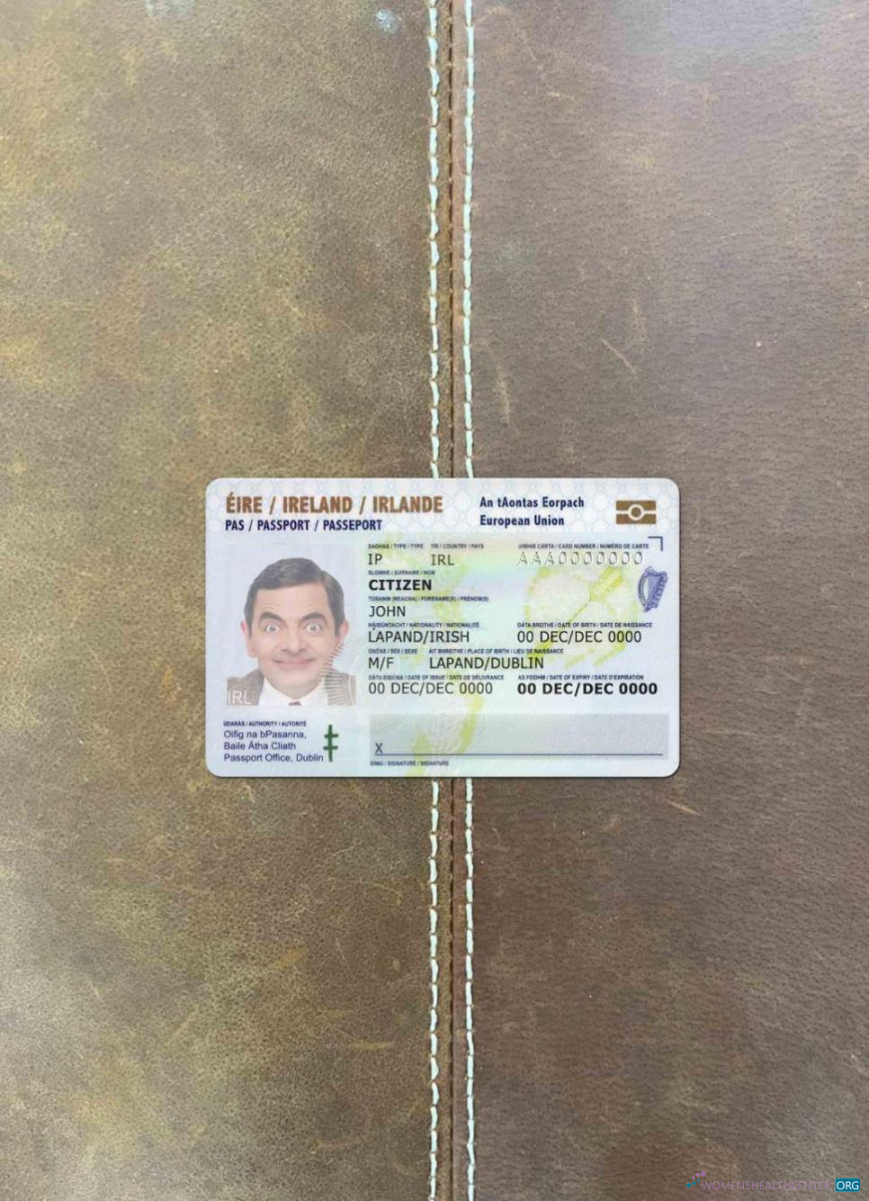 Download Ireland ID photolook FRONT Photoshop template